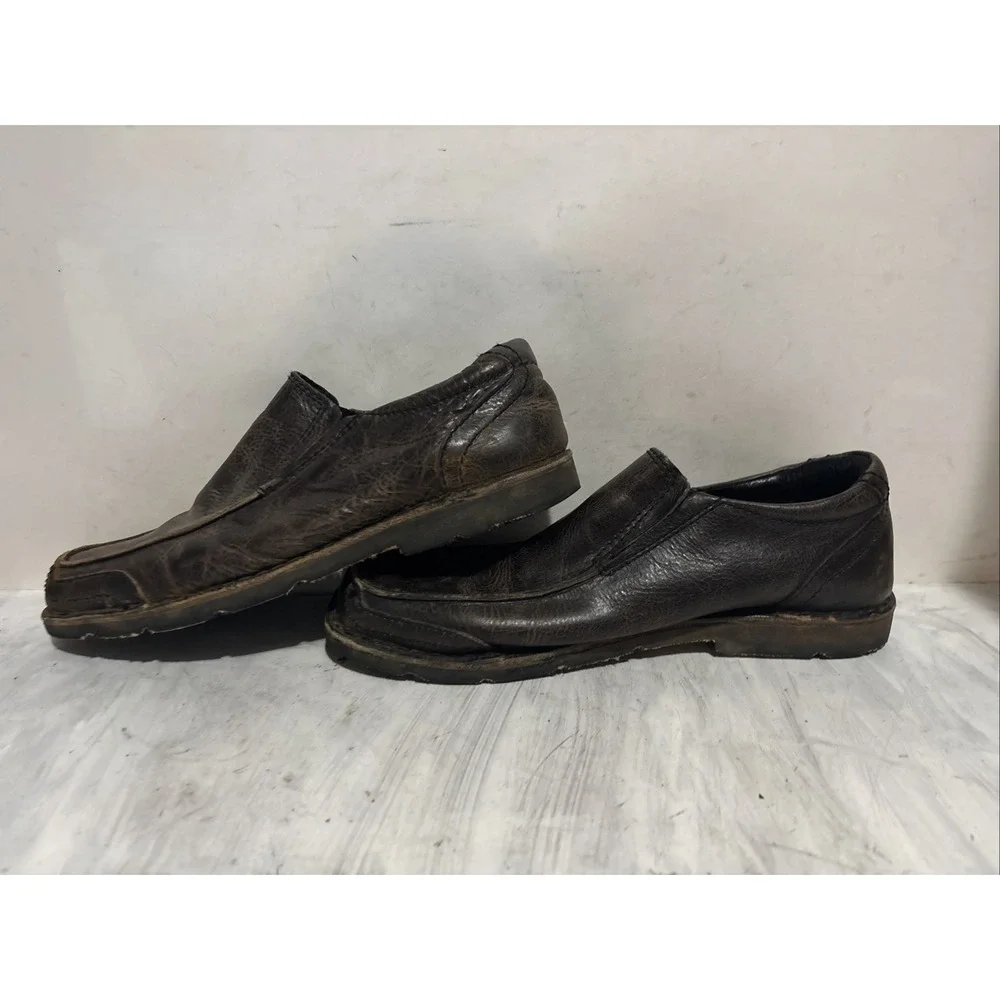 Bed Stu Soto Mens Brown Leather Slip On Loafers Moc Toe Shoes No Size